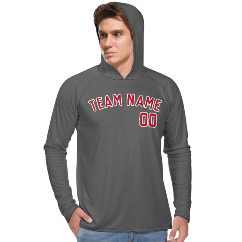 Custom Dark Grey Red UV-Hoodie