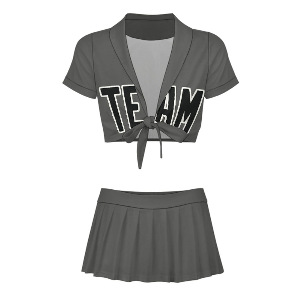 Custom Dark Grey Black Cheerleading Uniform Set