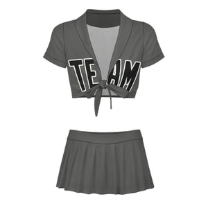 Custom Dark Grey Black Cheerleading Uniform Set