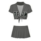 Custom Dark Grey Black Cheerleading Uniform Set