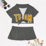 Custom Dark Grey Yellow Cheerleading Uniform Set