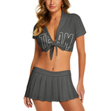 Custom Dark Grey Dark Grey Cheerleading Uniform Set