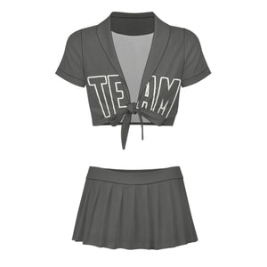 Custom Dark Grey Dark Grey Cheerleading Uniform Set