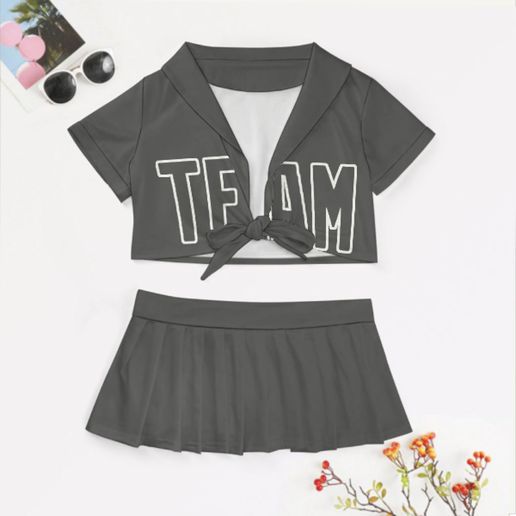 Custom Dark Grey Dark Grey Cheerleading Uniform Set
