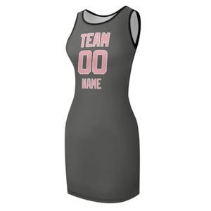 Custom Dark Grey Light Pink Sleeveless Vest Dress