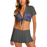 Custom Dark Grey Light Purple Cheerleading Uniform Set