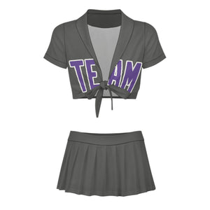 Custom Dark Grey Light Purple Cheerleading Uniform Set