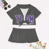 Custom Dark Grey Light Purple Cheerleading Uniform Set
