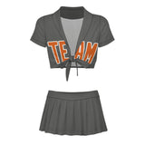 Custom Dark Grey Orange Cheerleading Uniform Set