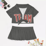Custom Dark Grey Copper Rose Cheerleading Uniform Set