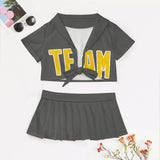 Custom Dark Grey Gold Cheerleading Uniform Set
