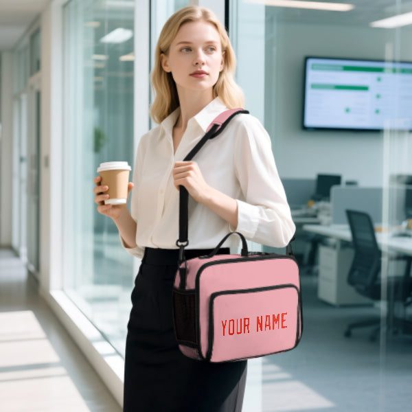 Custom Light Pink Orange Red Lunch Bag