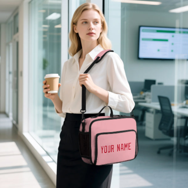 Custom Light Pink Red Lunch Bag