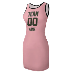 Custom Light Pink Olive Sleeveless Vest Dress