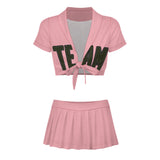 Custom Light Pink Olive Cheerleading Uniform Set