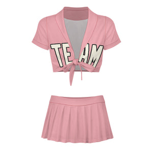 Custom Light Pink Cream Cheerleading Uniform Set