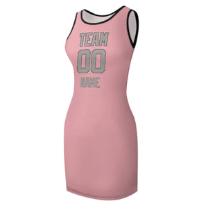 Custom Light Pink Gray Sleeveless Vest Dress