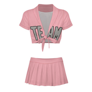 Custom Light Pink Gray Cheerleading Uniform Set