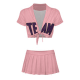 Custom Light Pink Purple Cheerleading Uniform Set