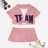 Custom Light Pink Purple Cheerleading Uniform Set