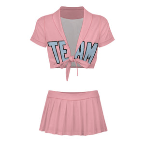Custom Light Pink Light Blue Cheerleading Uniform Set