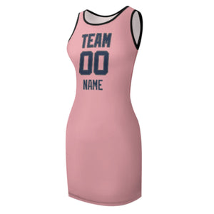 Custom Light Pink Blue Sleeveless Vest Dress