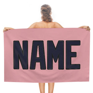 Custom Light Pink Navy Beach Towel