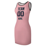 Custom Light Pink Navy Sleeveless Vest Dress