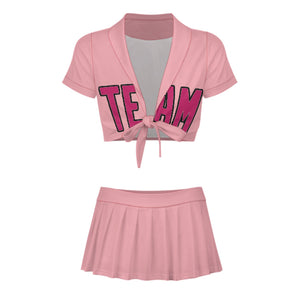 Custom Light Pink Pink Cheerleading Uniform Set