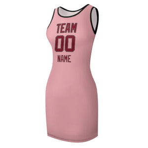 Custom Light Pink Crimson Red Sleeveless Vest Dress