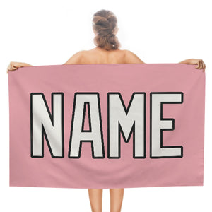 Custom Light Pink White Beach Towel