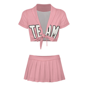 Custom Light Pink White Cheerleading Uniform Set