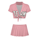 Custom Light Pink White Cheerleading Uniform Set