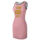 Custom Light Pink Yellow Sleeveless Vest Dress