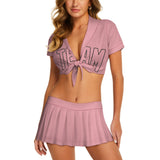 Custom Light Pink Light Pink Cheerleading Uniform Set