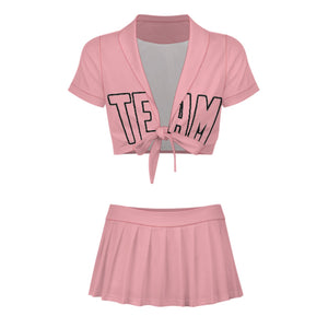 Custom Light Pink Light Pink Cheerleading Uniform Set