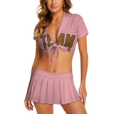 Custom Light Pink Khaki Cheerleading Uniform Set