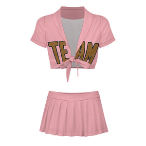Custom Light Pink Khaki Cheerleading Uniform Set