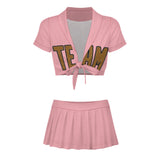 Custom Light Pink Khaki Cheerleading Uniform Set