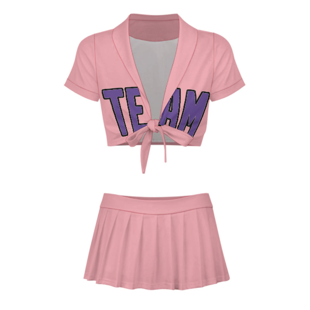 Custom Light Pink Light Purple Cheerleading Uniform Set