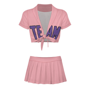 Custom Light Pink Light Purple Cheerleading Uniform Set