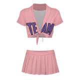 Custom Light Pink Light Purple Cheerleading Uniform Set