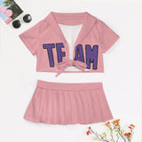 Custom Light Pink Light Purple Cheerleading Uniform Set