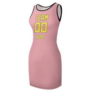 Custom Light Pink Light Yellow Sleeveless Vest Dress