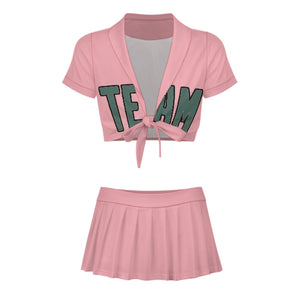 Custom Light Pink Blue Green Cheerleading Uniform Set