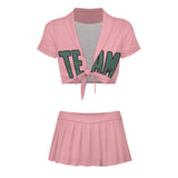 Custom Light Pink Blue Green Cheerleading Uniform Set