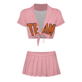 Custom Light Pink Orange Cheerleading Uniform Set