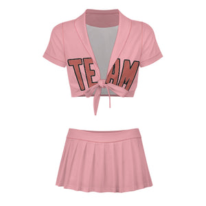 Custom Light Pink Copper Rose Cheerleading Uniform Set