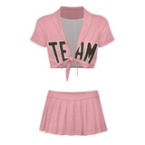 Custom Light Pink Brown Cheerleading Uniform Set