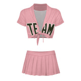 Custom Light Pink Olive Cheerleading Uniform Set